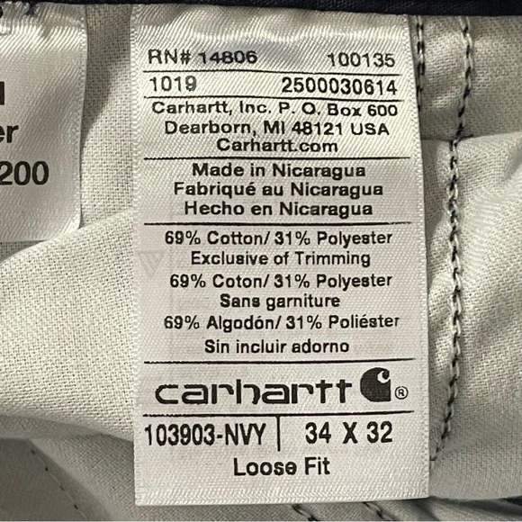 CARHARTT NWOT Loose Fit Force Broxton Cargo Pant in Navy - Picture 6 of 7